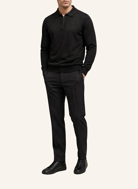 GEBAUER & GEBAUER Zip Polo Knit SCHWARZ