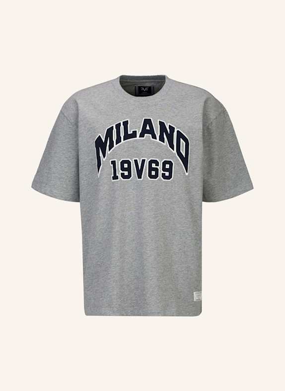 19V69 ITALIA Oversized T-Shirt TAMARO COLLEGE GRAU