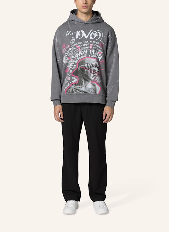 19V69 ITALIA Hoodie Quentino Graffiti GRAU