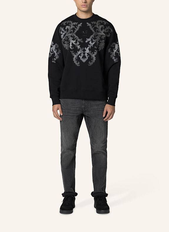 19V69 ITALIA Sweatshirt Omero Baroque Str SCHWARZ