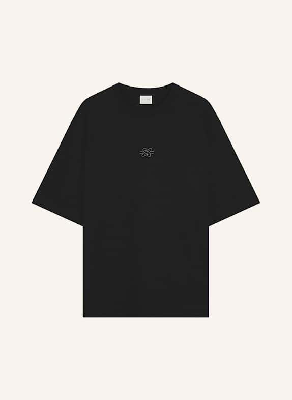FILLING PIECES T-Shirt BOXY EMBROIDERED SCHWARZ