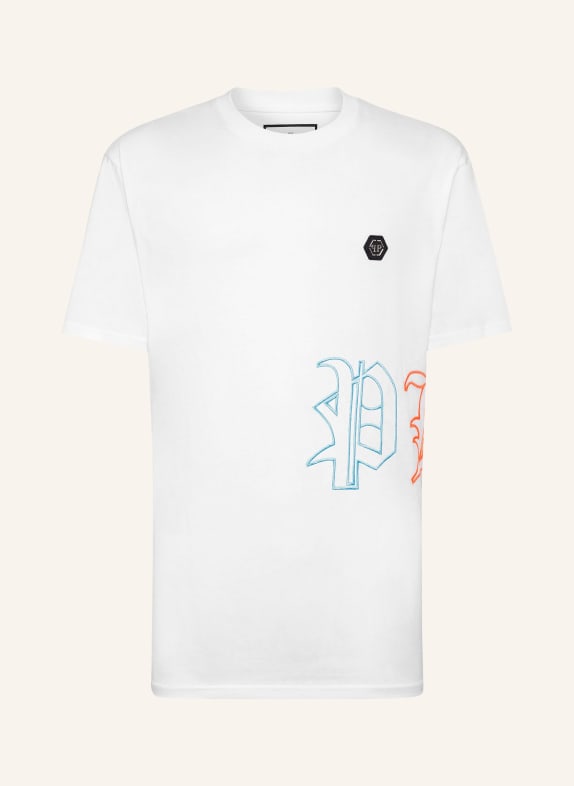 PHILIPP PLEIN T-shirt mit Stickerei WEISS/ BLAU/ FUCHSIA/ GRÜN