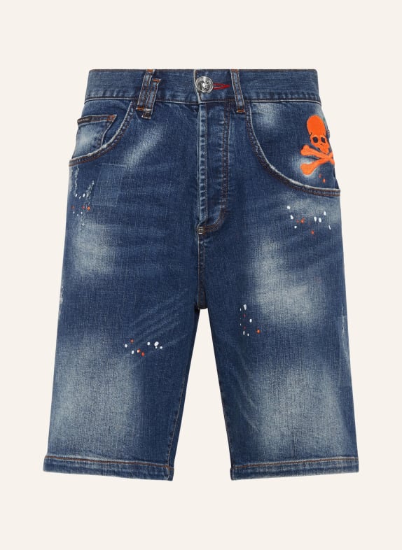 PHILIPP PLEIN Jeans-Shorts SKULL & BONES Formentera Fit BLAU