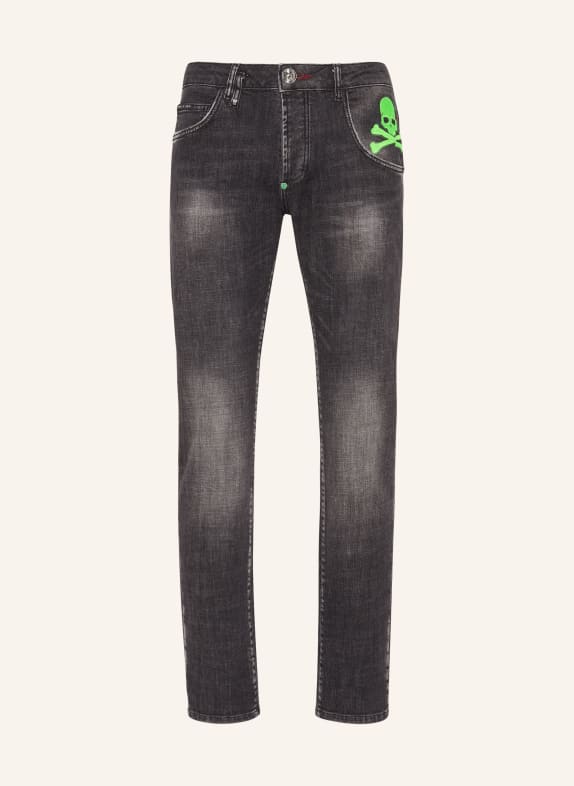 PHILIPP PLEIN Jeans SKULL & BONES Super Straight Fit DUNKELGRAU