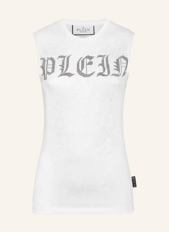 PHILIPP PLEIN Tanktop mit Schmucksteinen WEISS