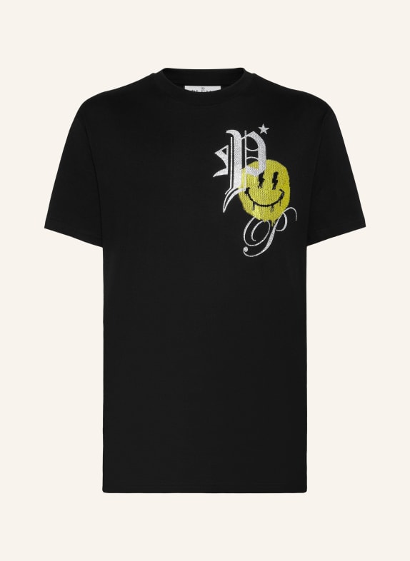 PHILIPP PLEIN T-Shirt SMILE mit Schmucksteinen SCHWARZ