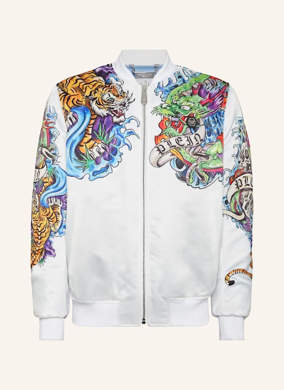 PHILIPP PLEIN Satin-Blouson TATTOO WEISS