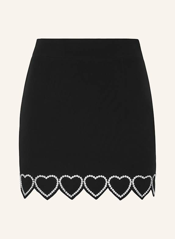 PHILIPP PLEIN Minirock mit Steinenbesatz HEART SCHWARZ