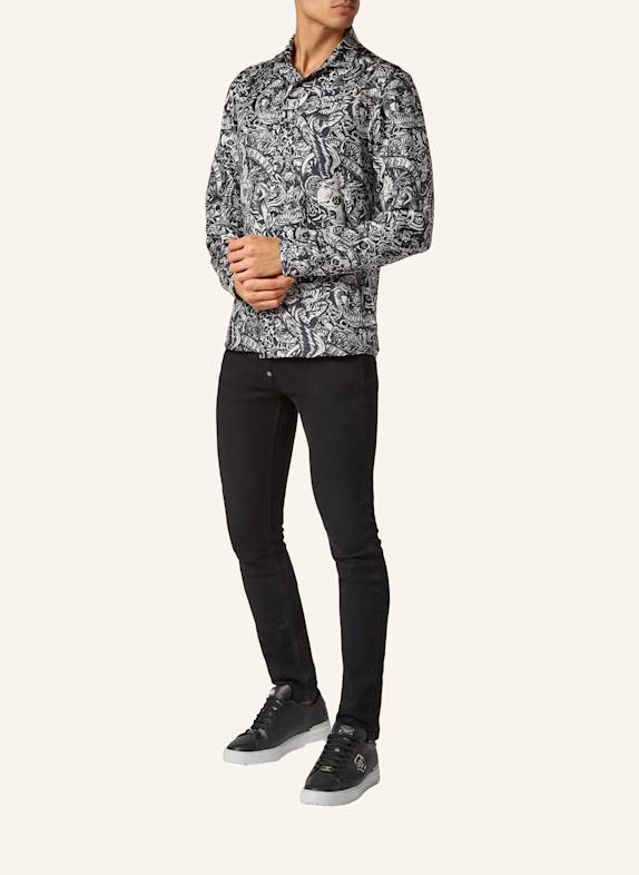 PHILIPP PLEIN Seidenhemd Slim Fit TATTOO SCHWARZ