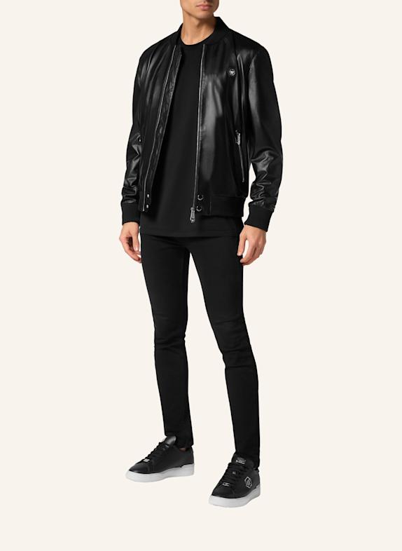 PHILIPP PLEIN Lederblouson SCHWARZ