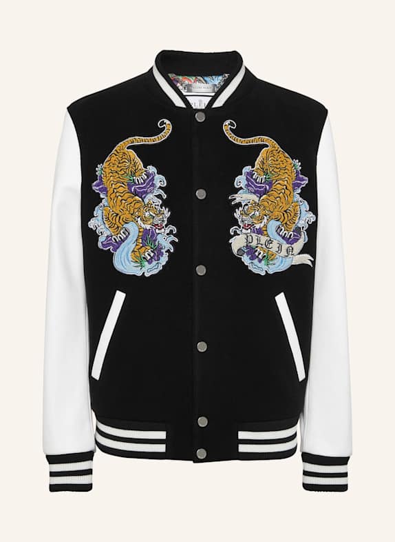 PHILIPP PLEIN College-Jacke aus Leder TATTOO SCHWARZ