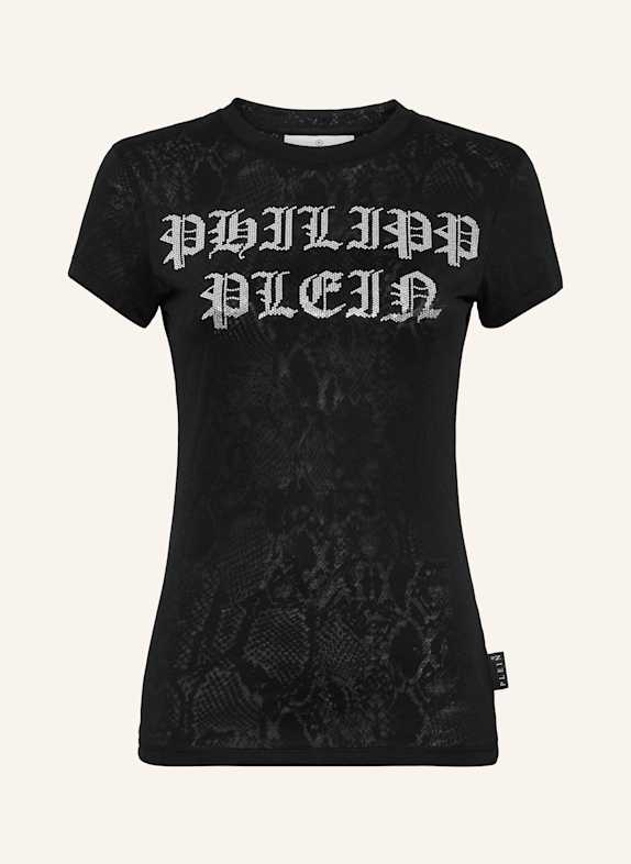 PHILIPP PLEIN T-Shirt mit Schmucksteinen SCHWARZ