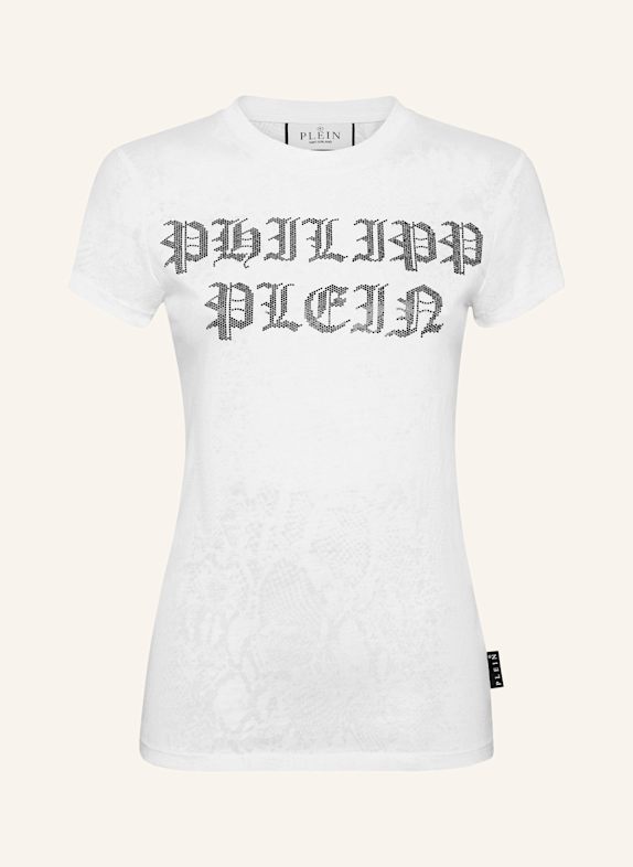 PHILIPP PLEIN T-Shirt mit Schmucksteinen WEISS