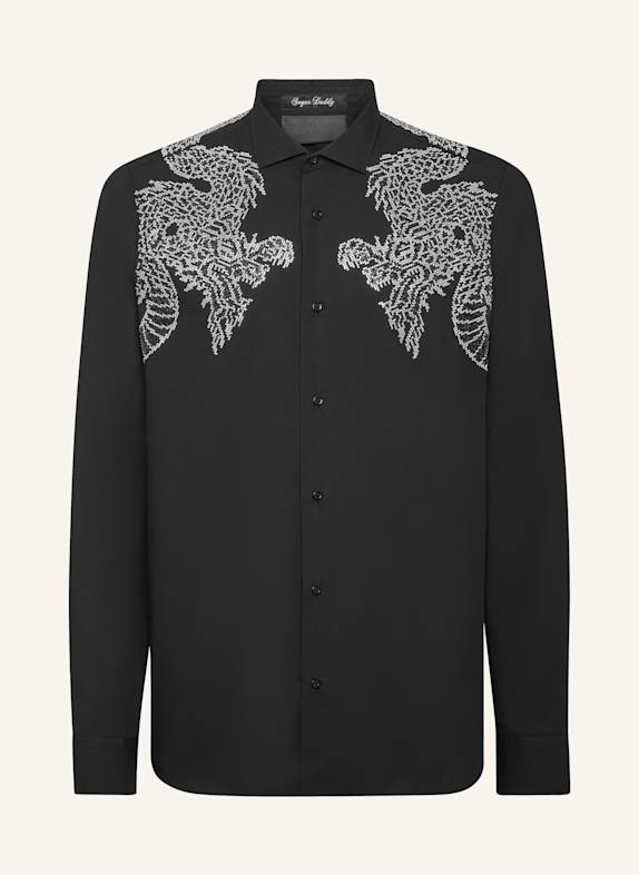 PHILIPP PLEIN Hemd Slim Fit DRAGON SCHWARZ