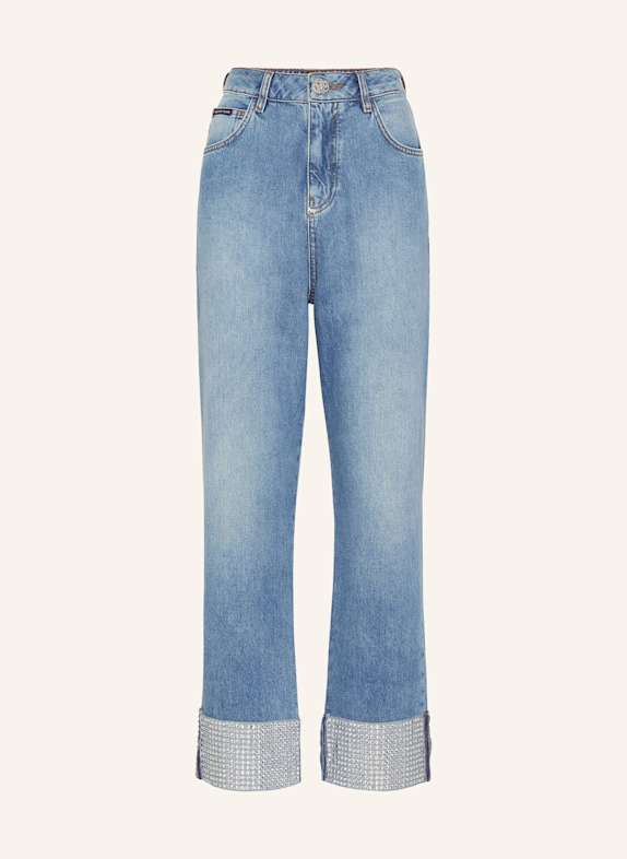 PHILIPP PLEIN Jeans mit Steinbesatz HEART BLAUGRAU