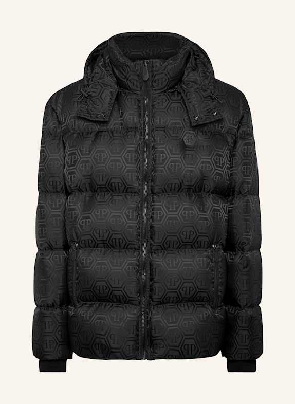 PHILIPP PLEIN Daunenjacke mit Waschbärfell SCHWARZ