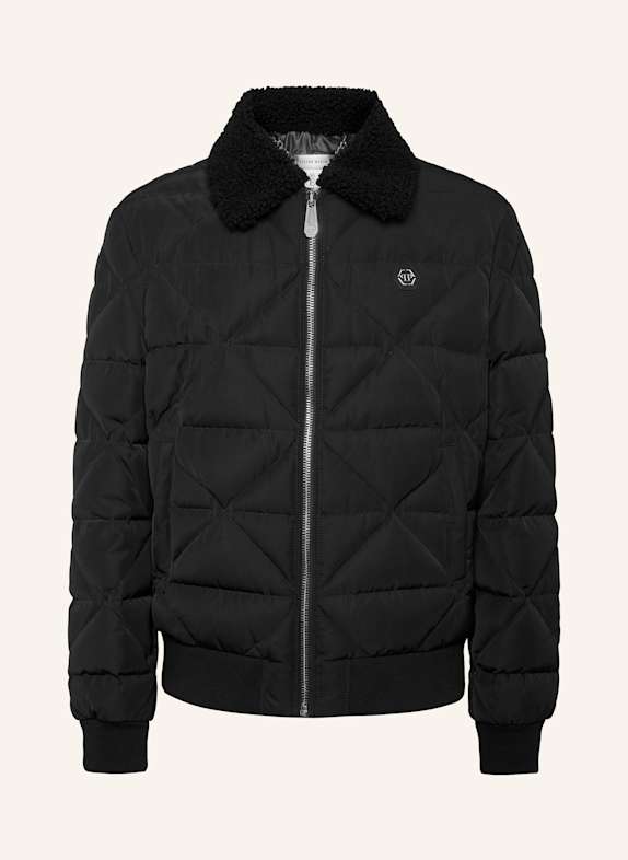 PHILIPP PLEIN Daunenjacke mit Lammfell SCHWARZ