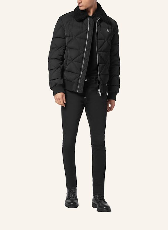 PHILIPP PLEIN Daunenjacke mit Lammfell SCHWARZ