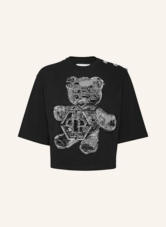 PHILIPP PLEIN T-Shirt mit Schmucksteinen TEDDY BEAR SCHWARZ