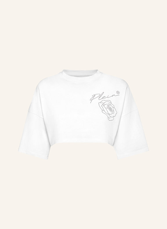 PHILIPP PLEIN Cropped T-Shirt ROSES WEISS