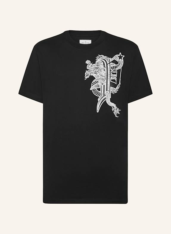 PHILIPP PLEIN T-Shirt mit Schmucksteinen DRAGON SCHWARZ