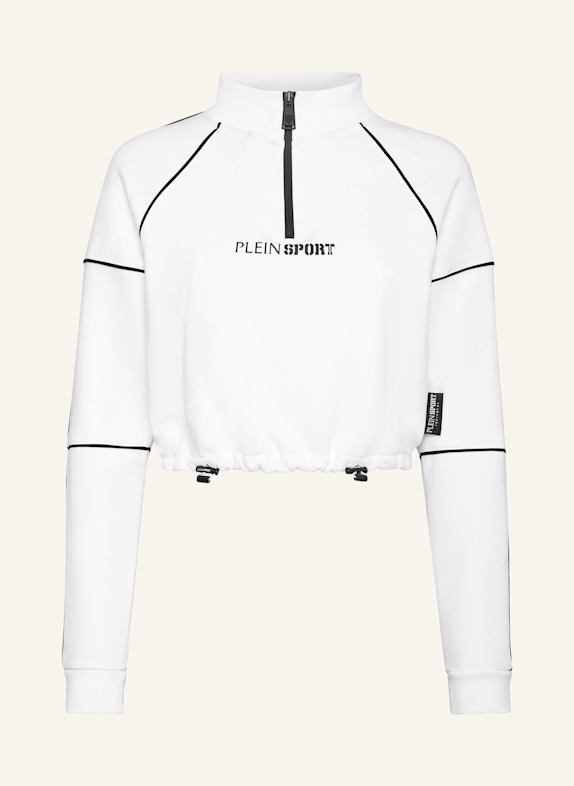 PLEIN SPORT Cropped Sweatjacke mit Kapuze WEISS