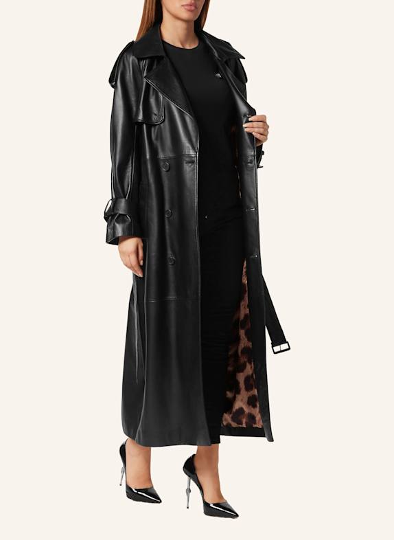 PHILIPP PLEIN PHILIPP PLEIN Trenchcoat Leder Trenchcoat SCHWARZ