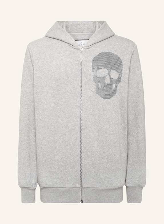 PHILIPP PLEIN Sweatjacke mit Kapuze SKULL GRAU