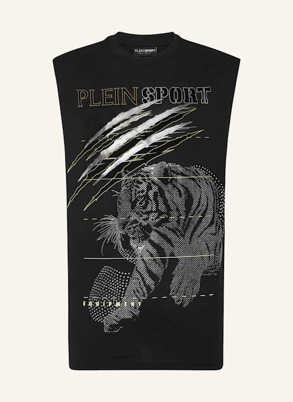 PLEIN SPORT Ärmelloses T-Shirt TIGER SCHWARZ/ SILBER