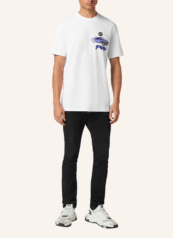 PHILIPP PLEIN Rundhals-T-Shirt RACING WEISS