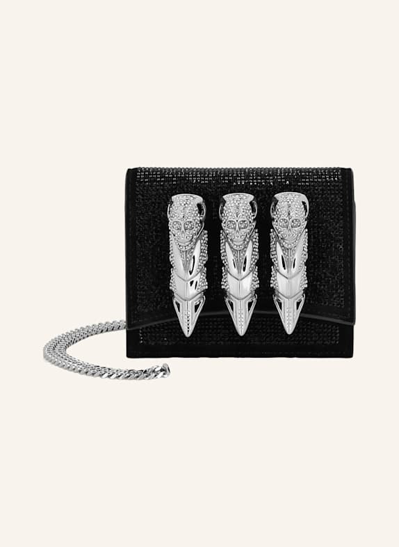 PHILIPP PLEIN Wildleder Clutch mit Steinenbesatz SCHWARZ