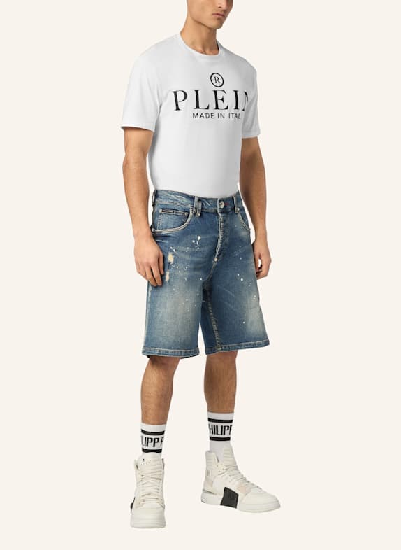 PHILIPP PLEIN Jeansshorts SKULL BLAU