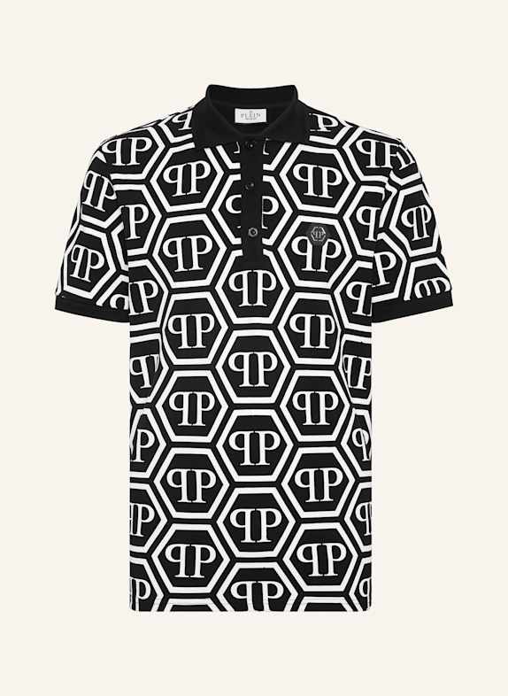 PHILIPP PLEIN Piqué-Poloshirt MONOGRAM SCHWARZ