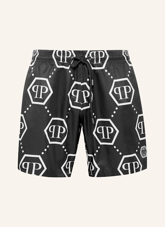 PHILIPP PLEIN Badeshorts MONOGRAM SCHWARZ