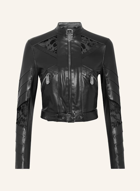 PHILIPP PLEIN Bikerjacke mit Spitze SCHWARZ
