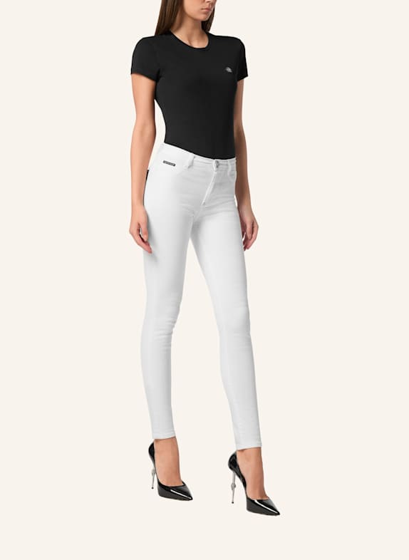 PHILIPP PLEIN High-Waist-Jeggings LOGO WEISS