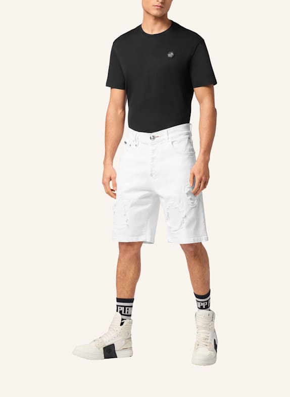 PHILIPP PLEIN Jeansshorts WEISS