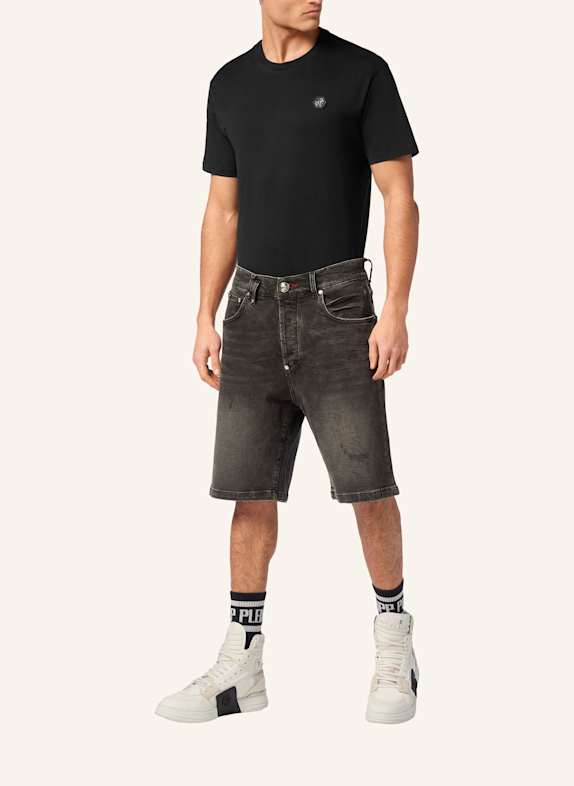 PHILIPP PLEIN Jeansshorts SKULL GRAU