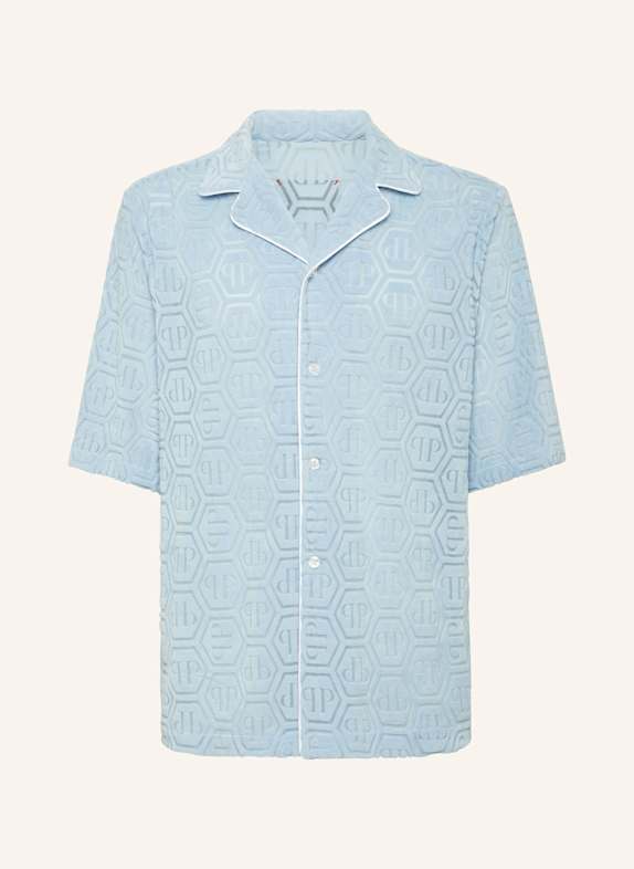 PHILIPP PLEIN PHILIPP PLEIN Shirt SS Bowling Fit Jacquard Monogram HELLBLAU