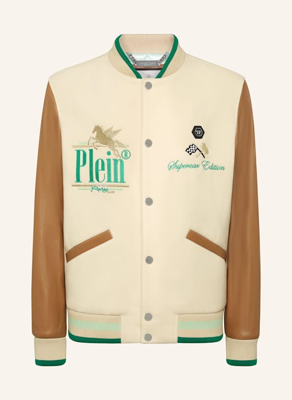 PHILIPP PLEIN PHILIPP PLEIN College Bomber Jacket LS Racing Club BEIGE