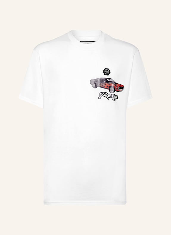 PHILIPP PLEIN T-Shirt Rundhalsausschnitt Ss RACING WEISS