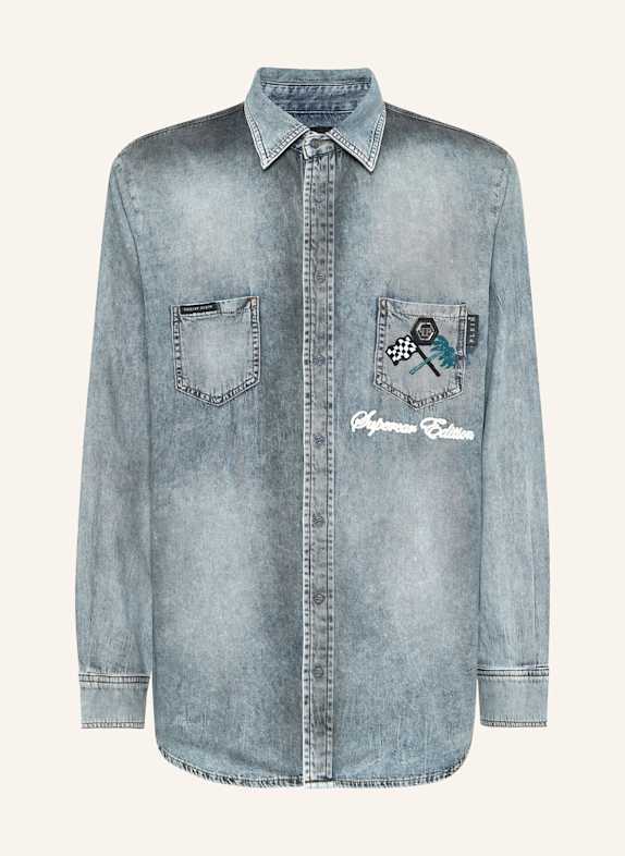 PHILIPP PLEIN PHILIPP PLEIN Denim Shirt LS Cars Racing DUNKELGRAU