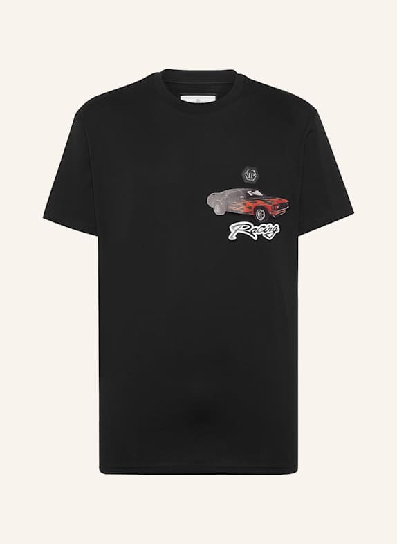 PHILIPP PLEIN T-Shirt Rundhalsausschnitt Ss RACING SCHWARZ