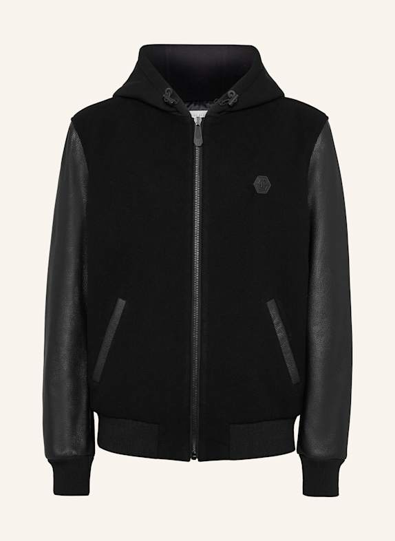 PHILIPP PLEIN PHILIPP PLEIN Hoodie Sweatjacket With Leather Sleeves Skull&Bones
