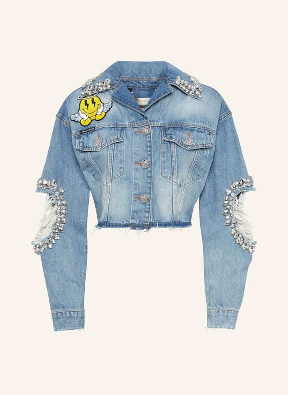 PHILIPP PLEIN PHILIPP PLEIN Denim Cropped Jacket Smile HELLBLAU