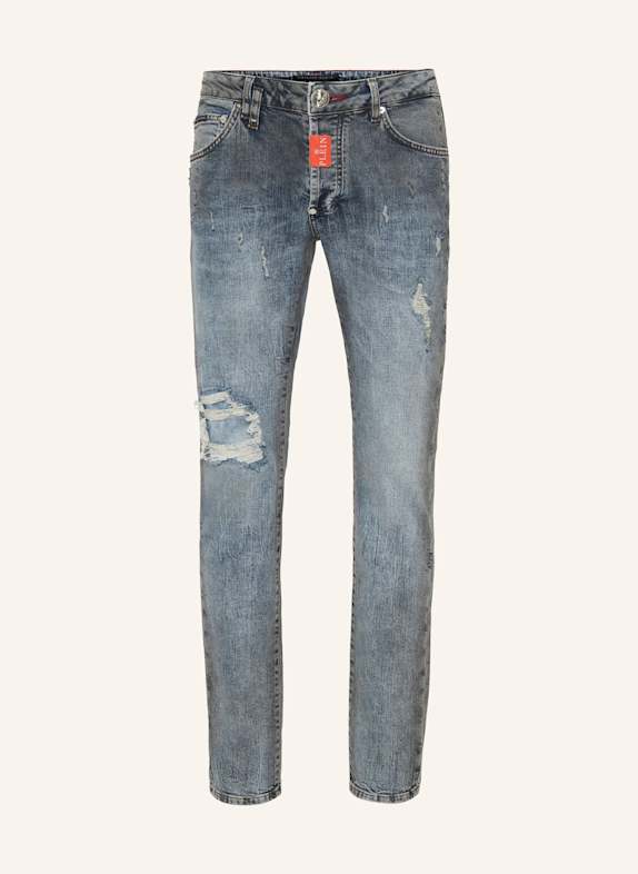 PHILIPP PLEIN PHILIPP PLEIN Denim Super Straight Cut Fit Trousers Hexagon DUNKELGRAU