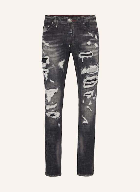 PHILIPP PLEIN PHILIPP PLEIN Denim Super Straight Cut Fit Trousers Hexagon GRAU
