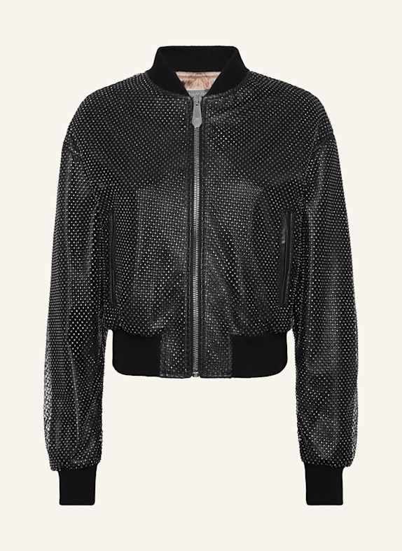PHILIPP PLEIN PHILIPP PLEIN Leather Crop Bomber Crystal SCHWARZ
