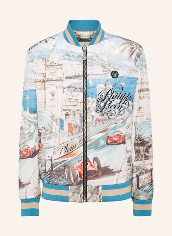 PHILIPP PLEIN PHILIPP PLEIN Satin Bomber Jacket Monaco Cote d'Azur BLAU/ GELB/ FUCHSIA