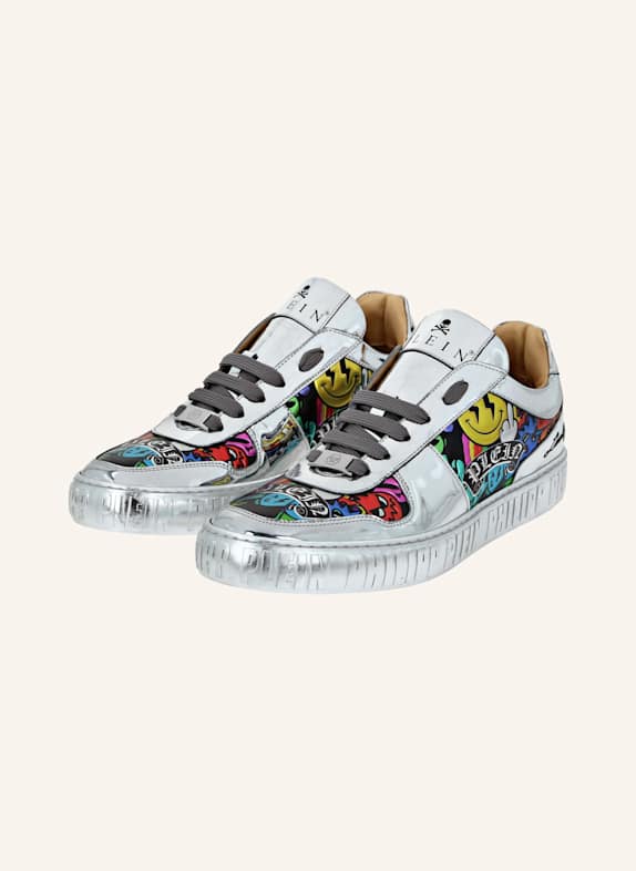 PHILIPP PLEIN Lo-Top Turnschuhe SMILE SILBER
